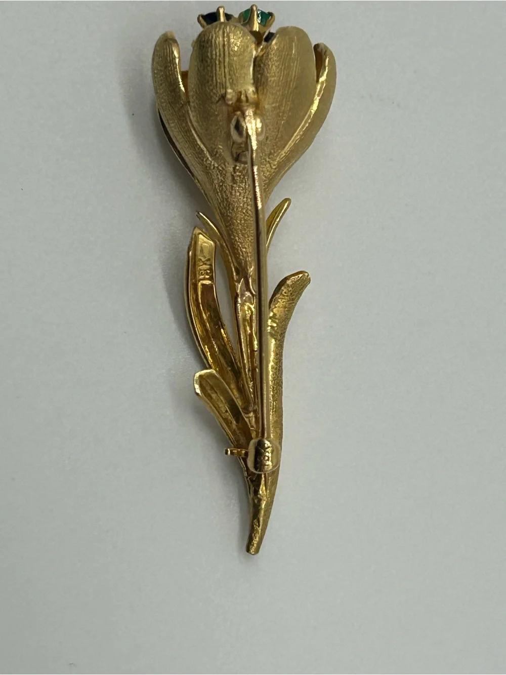 Vintage 1960s 18K Gold Gemstone Flower Brooch — with sapphires, rubies, emeralds